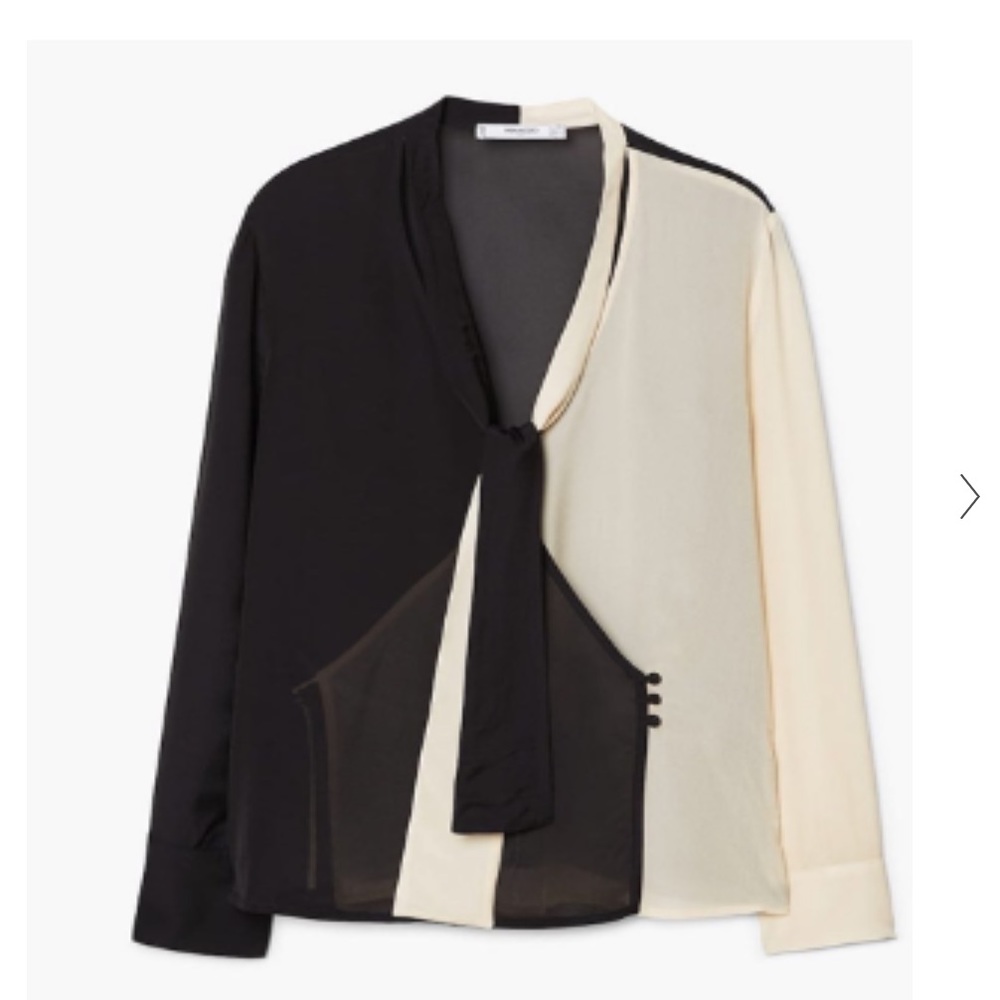 MANGO flowy two-tone blouse
